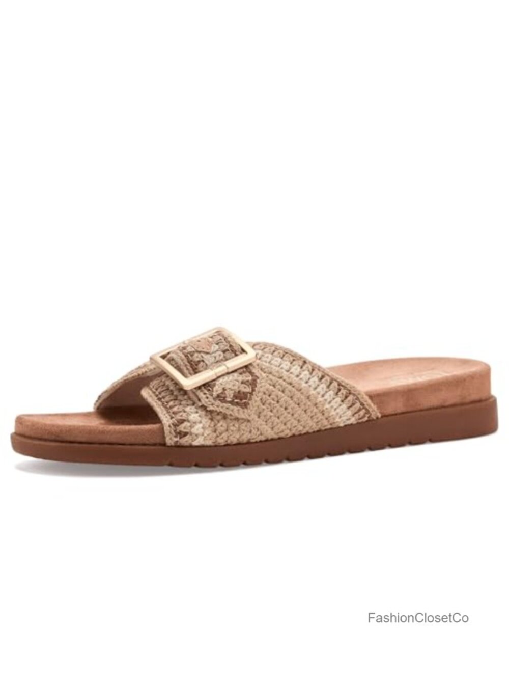 TOMS Women's Marin Slide Sandals Buckle Strap Woven Crochet Polyester